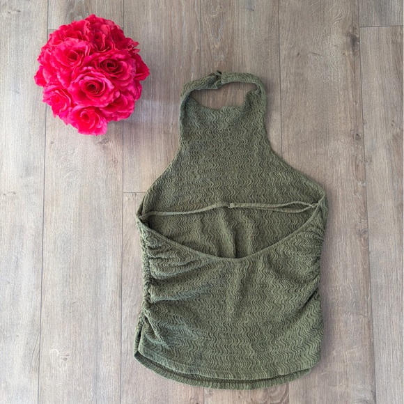 ZARA GREEN HALTER TOP‎ | SZ L - Picture 2 of 3